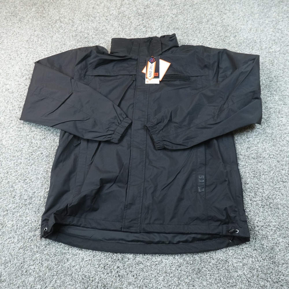 NEW 5.11 Tactical Coat Mens L Black Tac Dry Waterproof Rain Shell 2.0 Jacket Top